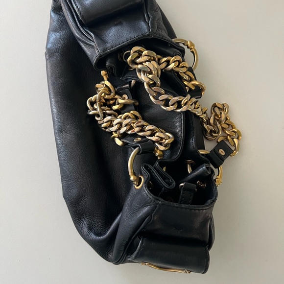 Y2K authentic Juicy Couture black leather purse with gold accent chain - Picture 2 of 6